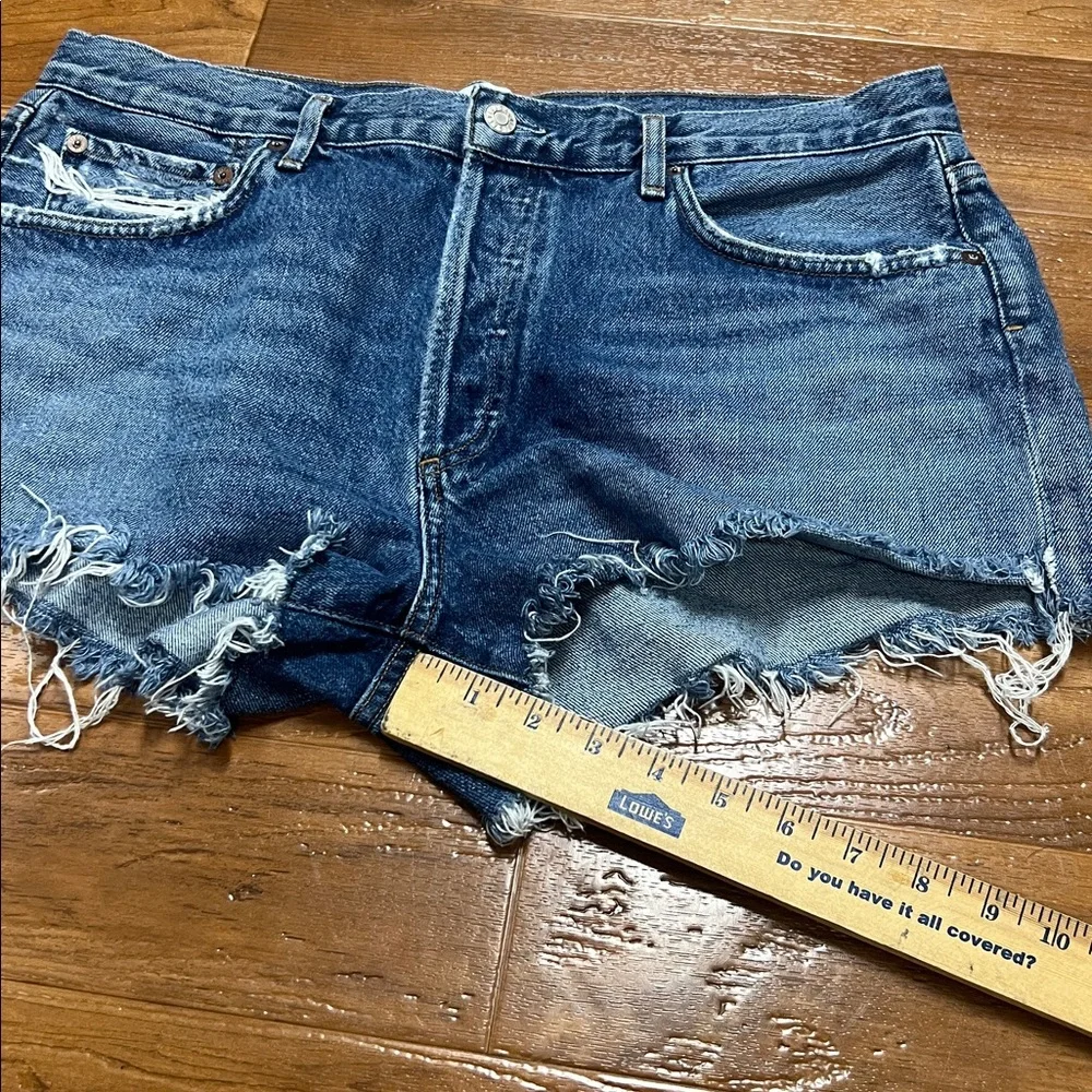 Agolde Distressed Blue Jean Shorts